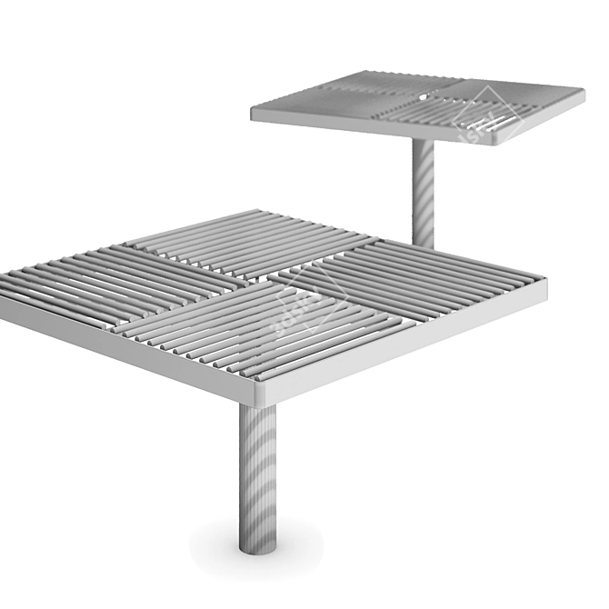 Sleek Steel Park Benches 3D model image 4