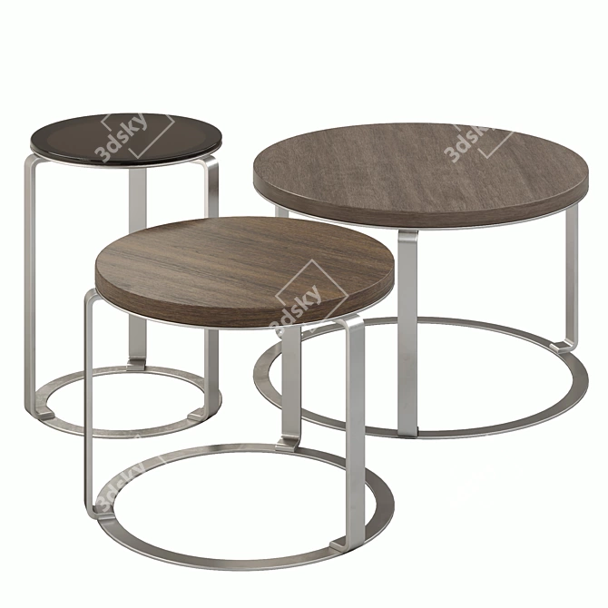 Sleek Steel Frame Ginger Coffee Tables 3D model image 1