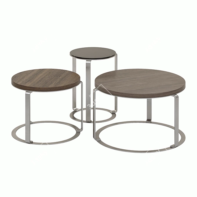 Sleek Steel Frame Ginger Coffee Tables 3D model image 2