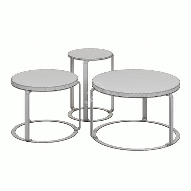 Sleek Steel Frame Ginger Coffee Tables 3D model image 4