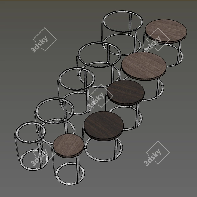 Sleek Steel Frame Ginger Coffee Tables 3D model image 5