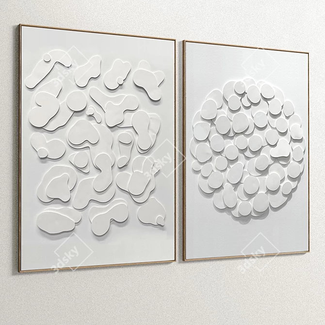 Dual Frame: Plaster & Wood 100 3D model image 3