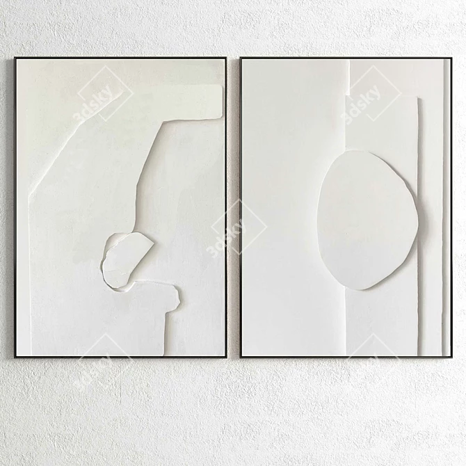 Dual Frame Elegance: Plaster Picture Holder 3D model image 2