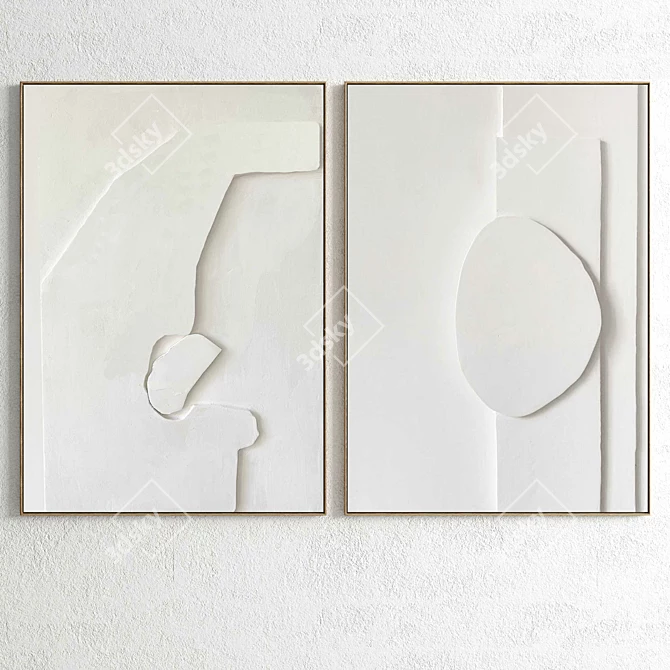 Dual Frame Elegance: Plaster Picture Holder 3D model image 3