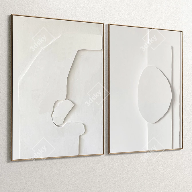 Dual Frame Elegance: Plaster Picture Holder 3D model image 4