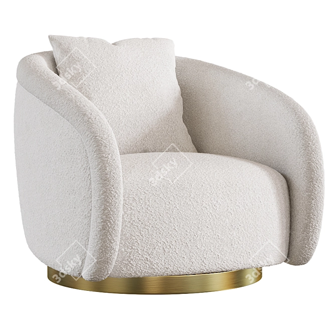 Stylish Curved Armchair 3D model image 2