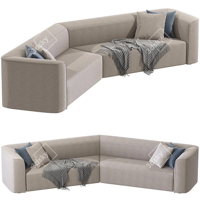 Comfortable Angled Sofa for Modern Homes 3D model image 1