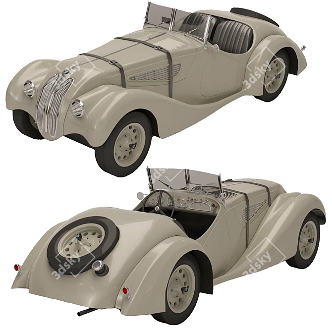 Vintage BMW 328 Sports Car 3D model image 2