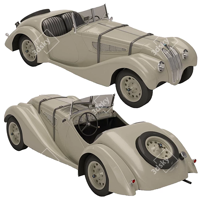 Vintage BMW 328 Sports Car 3D model image 3