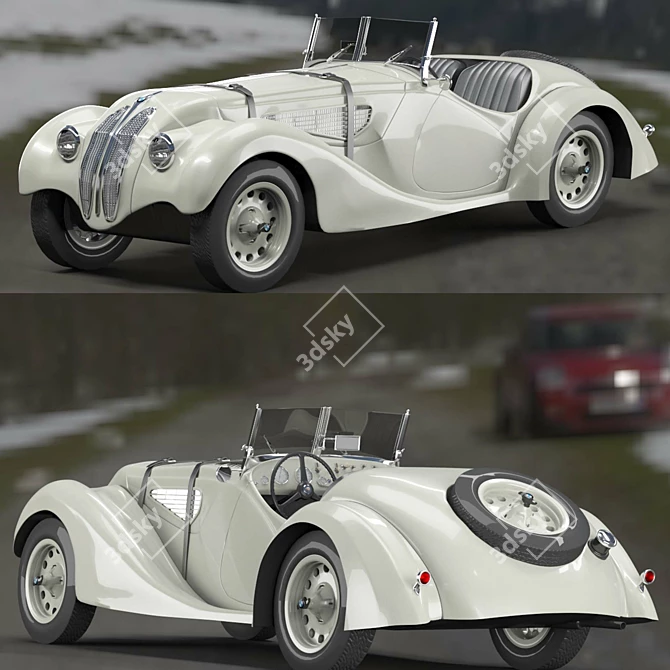 Vintage BMW 328 Sports Car 3D model image 5