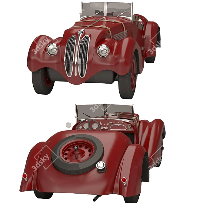 Vintage BMW 328 Sports Car 3D model image 14