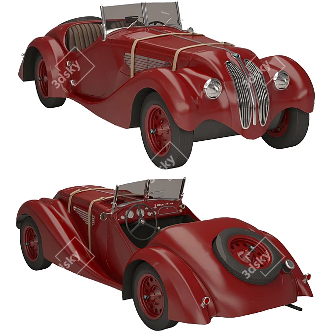 Vintage BMW 328 Sports Car 3D model image 15