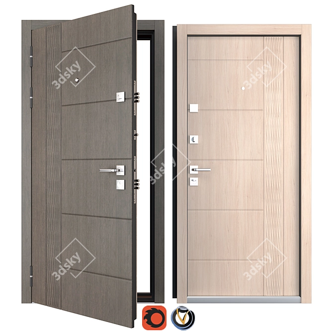 Elegant Magda Metal Entrance Door 3D model image 1