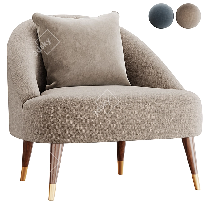 Elegant Margot Accent Armchair 3D model image 2