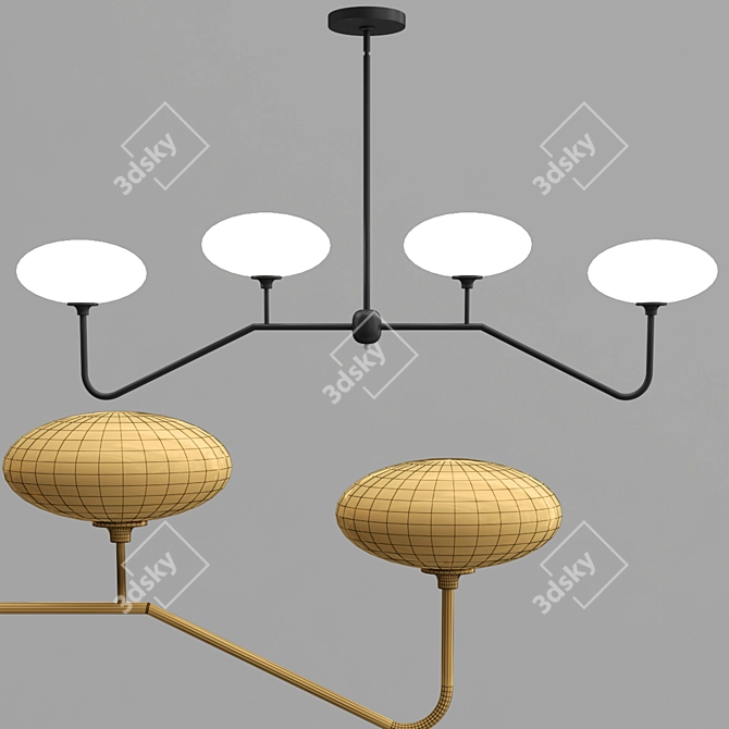 Parker 4-Light Linear Chandelier - Stunning Lighting Fixture 3D model image 2