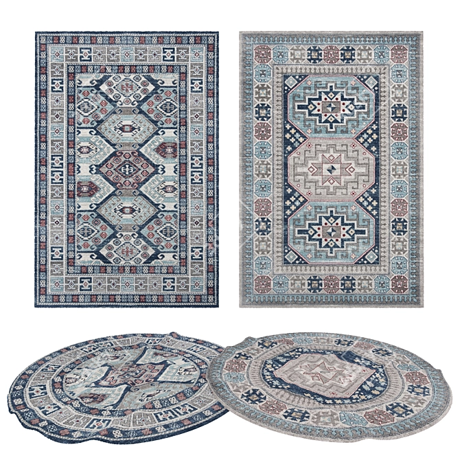 Versatile 8-Piece Rug Set 3D model image 1