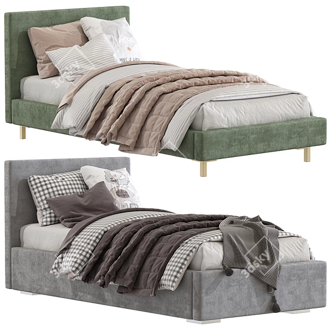 Modern Upholstered Bed - Elegant and Comfortable 3D model image 1