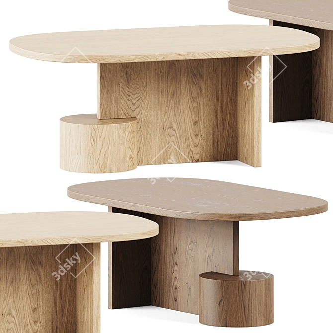 Modern Wooden Coffee Table 3D model image 2