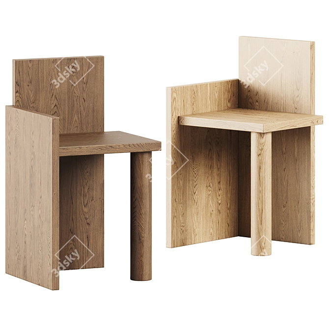 Ferm Living Uta Wooden Chair 3D model image 1