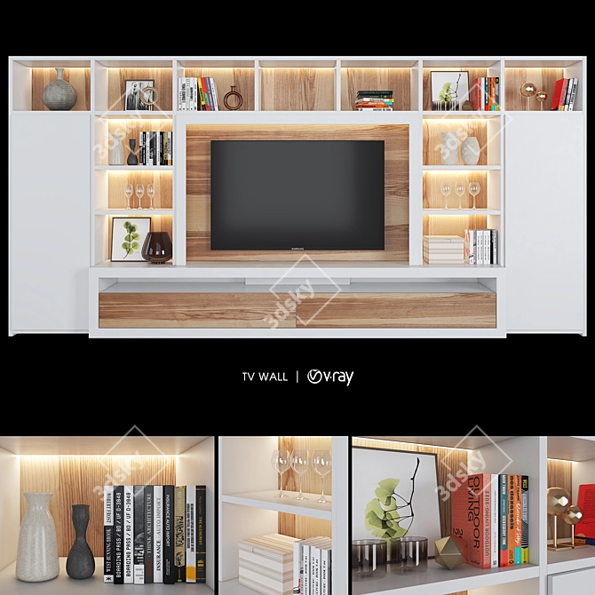 Elegant TV Wall Set 16- Modern Design 3D model image 1