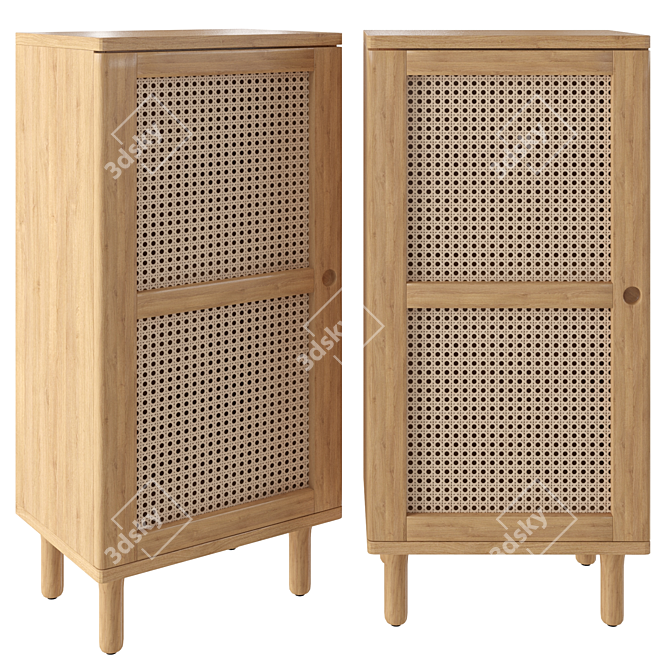 Oak Single Towel Cupboard 3D model image 2