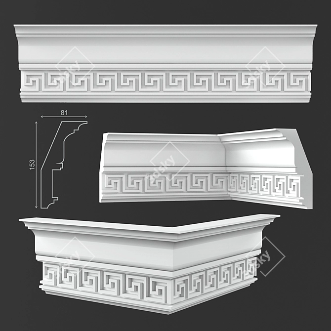 Elegant Ceiling Cornice for Ultimate Décor 3D model image 1