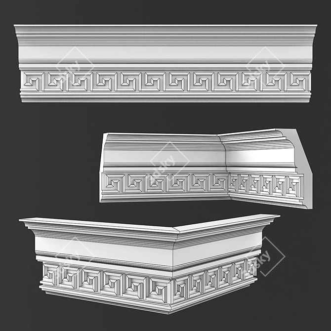 Elegant Ceiling Cornice for Ultimate Décor 3D model image 2