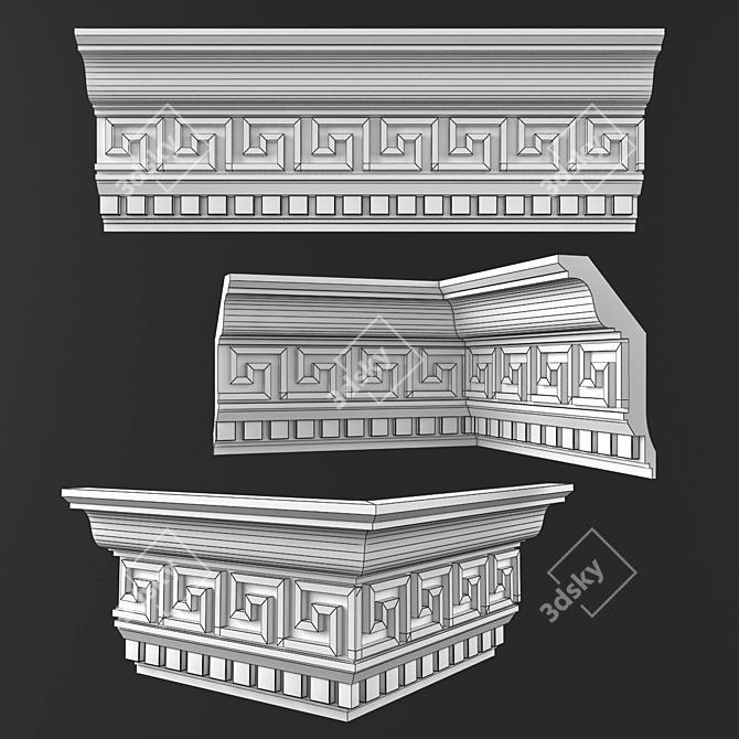 Elegant 140x270mm Ceiling Cornice 3D model image 2