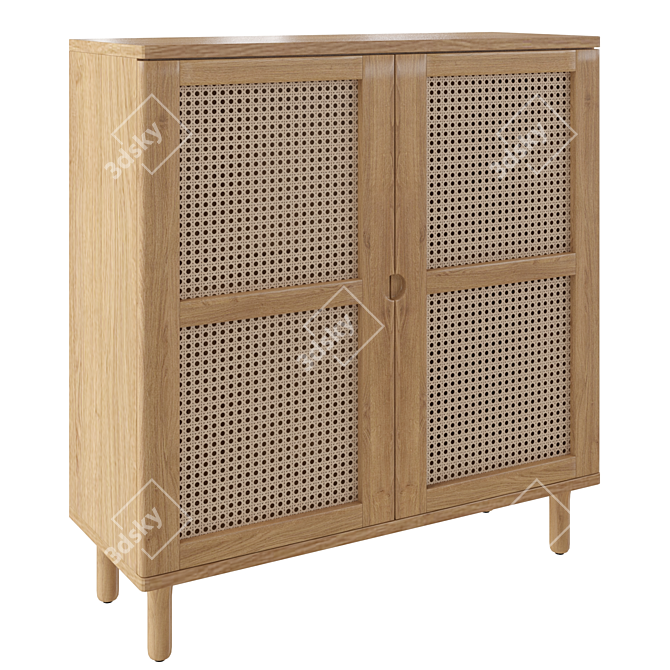 Oak Double Towel Cupboard: Stylish and Spacious 3D model image 1