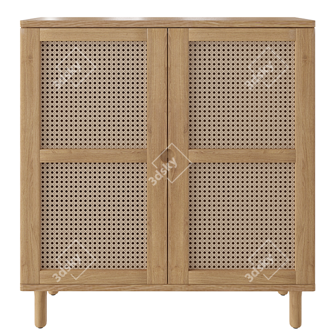 Oak Double Towel Cupboard: Stylish and Spacious 3D model image 2