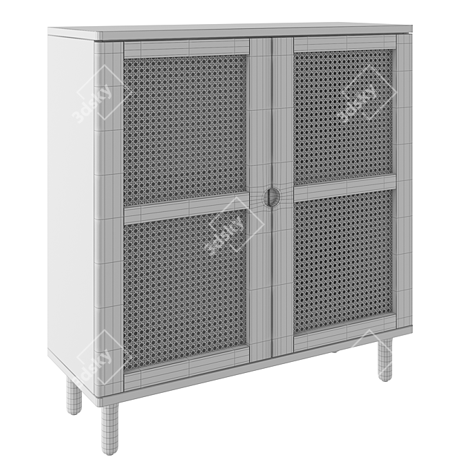 Oak Double Towel Cupboard: Stylish and Spacious 3D model image 3