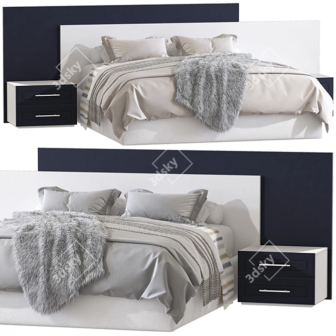 Modern Double Bed 76: 3D Model with V-Ray 3D model image 1