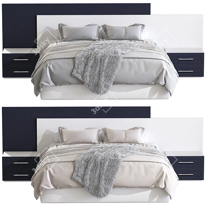 Modern Double Bed 76: 3D Model with V-Ray 3D model image 3