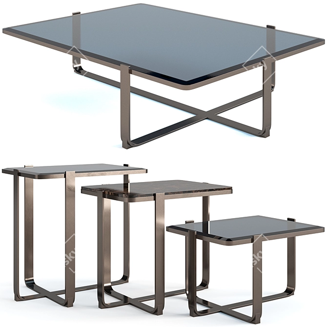 Fendi Infinito Coffee Tables Set 3D model image 1