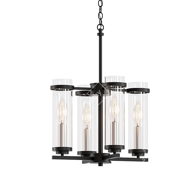 Elegant Black Nickel Pendant Chandelier 3D model image 1