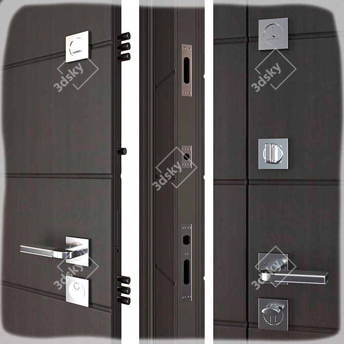 Sleek and Secure: Slim 2 Metal Door 3D model image 2