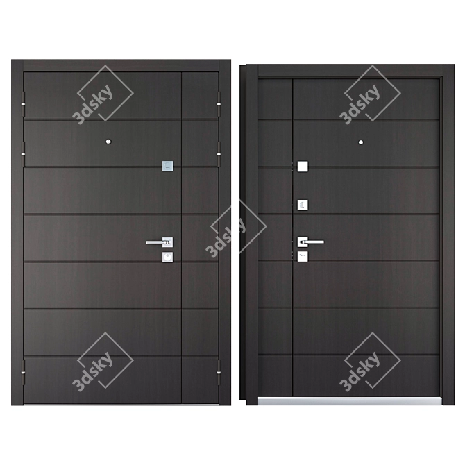 Sleek and Secure: Slim 2 Metal Door 3D model image 3