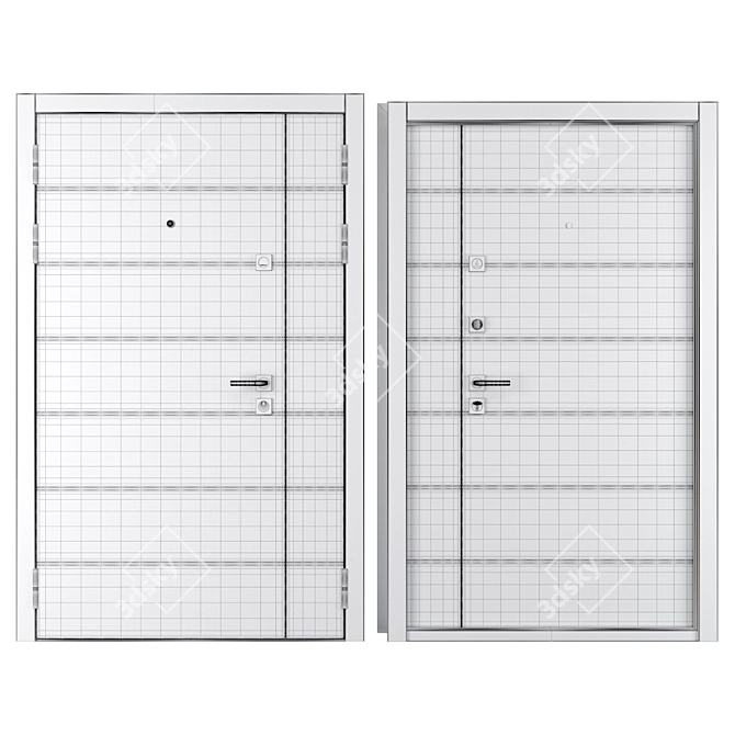 Sleek and Secure: Slim 2 Metal Door 3D model image 4