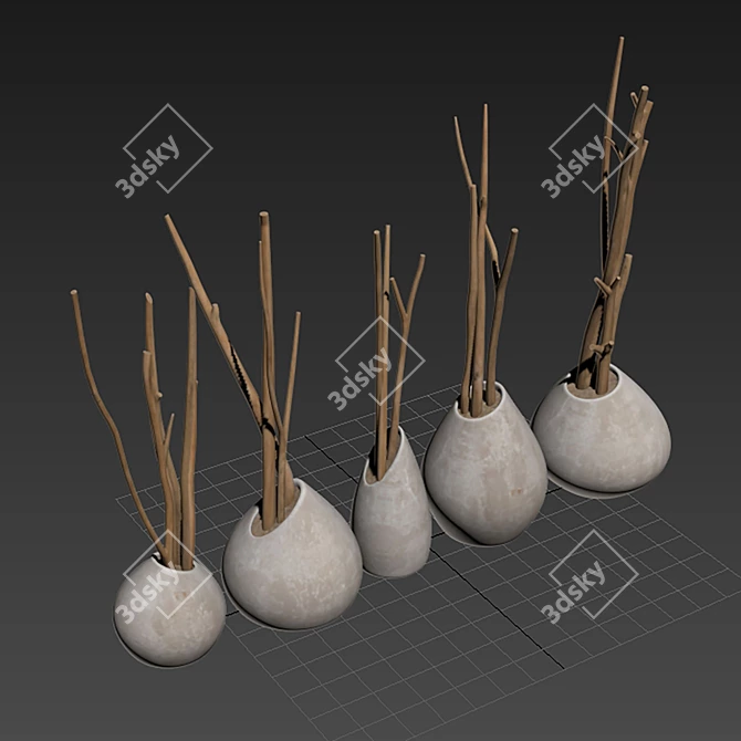 Branch Slice Vase - Elegant and Modern 3D model image 6