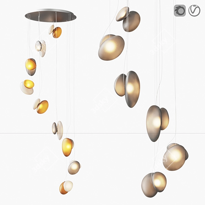 Pebble Helix Chandelier Series 3D model image 1