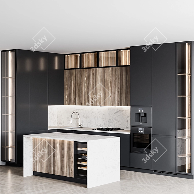 Italian Kitchen: Customizable & Compact 3D model image 3