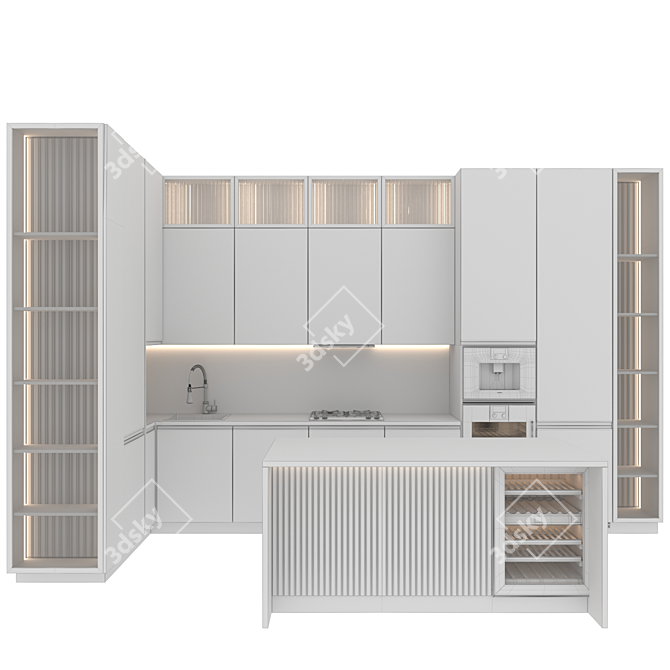 Italian Kitchen: Customizable & Compact 3D model image 6