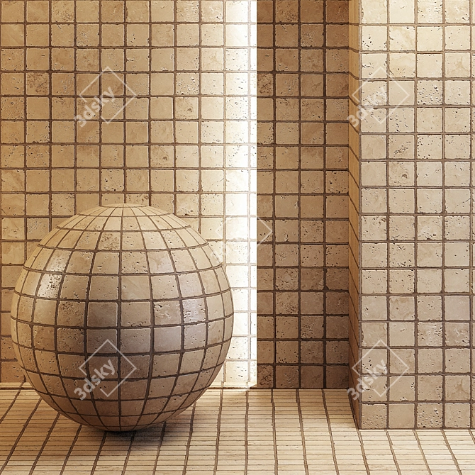 Seamless Natural Tile: Textured, Reflective, Bump 3D model image 2