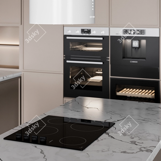 Italian Kitchen: Adjustable Size & Color 3D model image 4