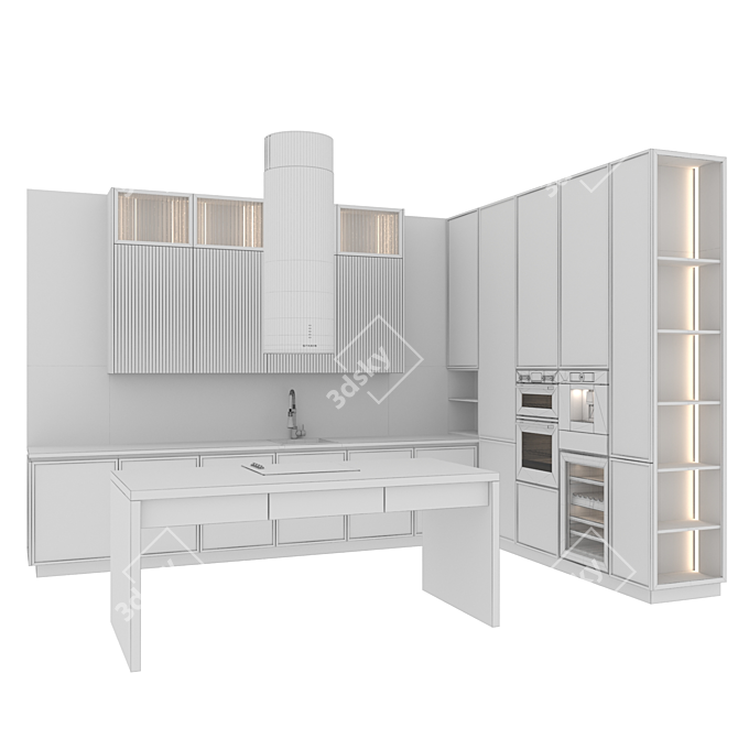 Italian Kitchen: Adjustable Size & Color 3D model image 7