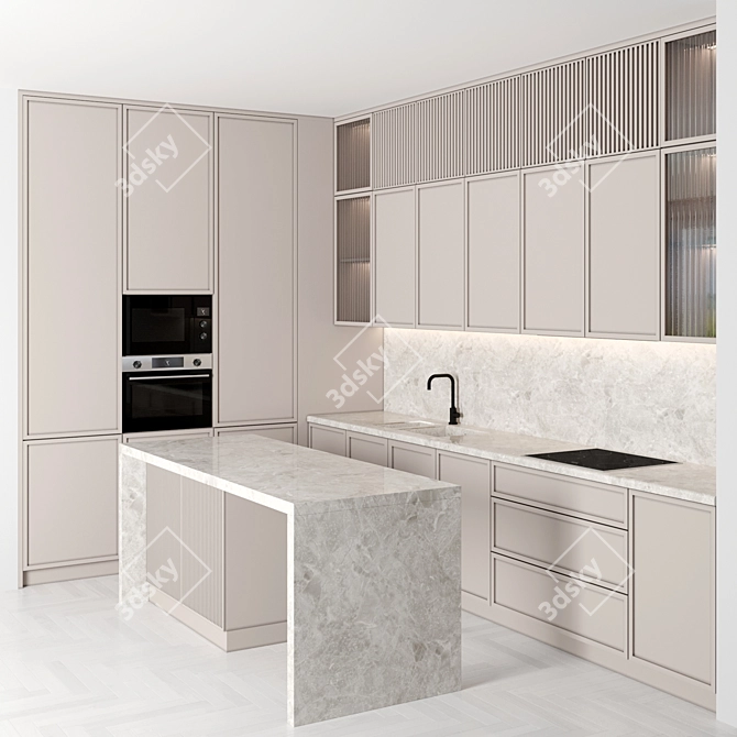 Modern Modular Kitchen Set 3D model image 1