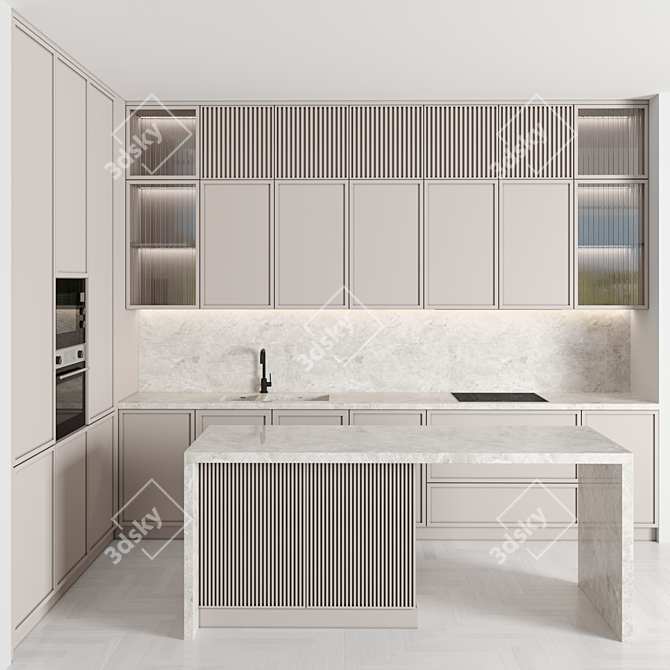 Modern Modular Kitchen Set 3D model image 2