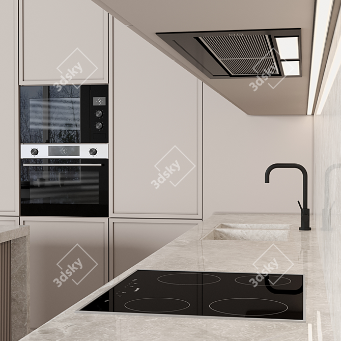 Modern Modular Kitchen Set 3D model image 4