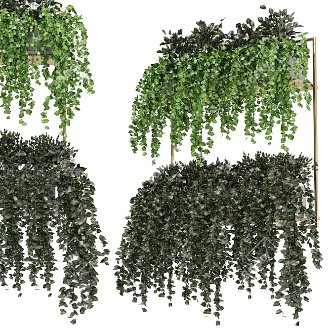 Metal Box Hanging Plants - Set 238 3D model image 1