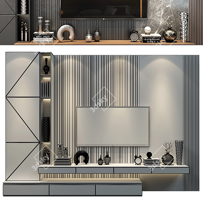 Modern TV Shelf - Stylish Wall Decor 3D model image 2
